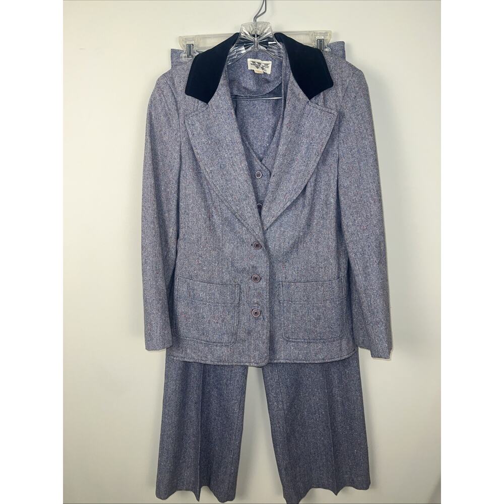 Windsor Sport‎ Three Piece Pant Suit Gray-blue Tweed Size 8, Pants Long